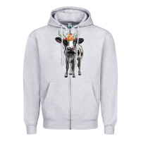 Heather Grey holstein cow floral wreath Zipper Hoodie - BarkalooDesign