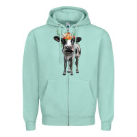 Seafoam holstein cow floral wreath Zipper Hoodie - BarkalooDesign