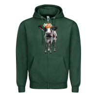 Sports Green holstein cow floral wreath Zipper Hoodie - BarkalooDesign