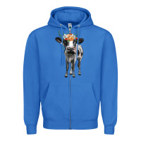 True Royal holstein cow floral wreath Zipper Hoodie - BarkalooDesign
