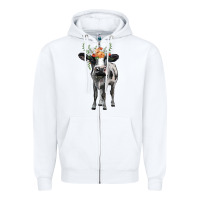 White holstein cow floral wreath Zipper Hoodie - BarkalooDesign