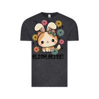 Vintage Black bloom bestie cat Vintage Tee - MaliasSmallBusiness