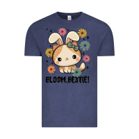 Vintage Denim bloom bestie cat Vintage Tee - MaliasSmallBusiness