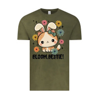 Vintage Olive bloom bestie cat Vintage Tee - MaliasSmallBusiness