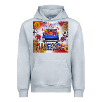 Heather Grey Fourth Of July America Truck Urban Hoodie - FaDigitalArtStudio
