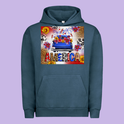 Fourth Of July America Truck Urban Hoodie Designed By Fadigitalartstudio
