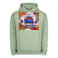 Pigment Oil Green Fourth Of July America Truck Urban Hoodie - FaDigitalArtStudio