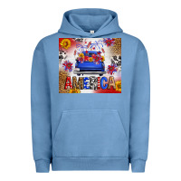 Pigment Pebble Blue Fourth Of July America Truck Urban Hoodie - FaDigitalArtStudio
