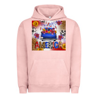 Pigment Salmon Fourth Of July America Truck Urban Hoodie - FaDigitalArtStudio