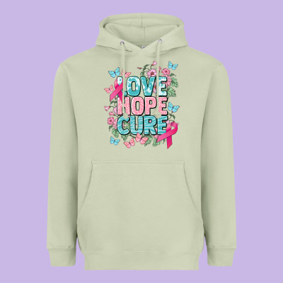 Love Hope Cure Cancer Awareness Heavyweight Hoodie Designed By Howdyjamesfarm