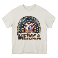 Cream merica rainbow Heavy Core Tee - CowhideDigitalArt