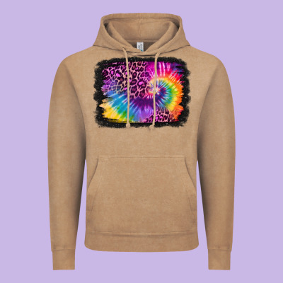 Tie Dye Leopard Glitter Background Vintage Hoodie Designed By Jasminsmagicworld