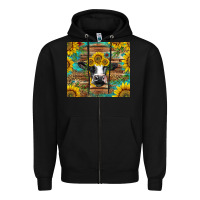 Black holstein cow with sunflowers Zipper Hoodie - BarkalooDesign