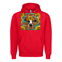 Red holstein cow with sunflowers Zipper Hoodie - BarkalooDesign