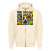 Sandshell holstein cow with sunflowers Zipper Hoodie - BarkalooDesign