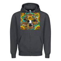 Smoke holstein cow with sunflowers Zipper Hoodie - BarkalooDesign