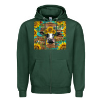 Sports Green holstein cow with sunflowers Zipper Hoodie - BarkalooDesign