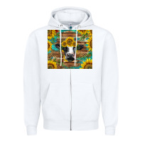 White holstein cow with sunflowers Zipper Hoodie - BarkalooDesign