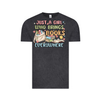Vintage Black just a girl who brings books everywhere Vintage Tee - MaliasSmallBusiness