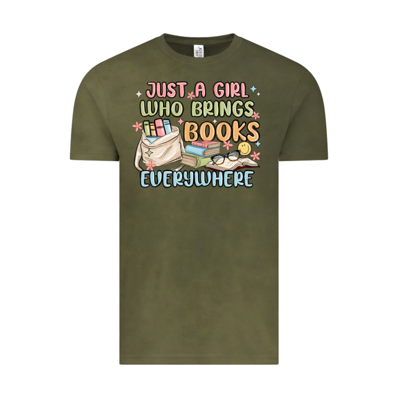 Just A Girl Who Brings Books Everywhere Vintage Tee by MaliasSmallBusiness | Teevron