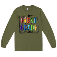 Army Green 1st grade vibes Long Sleeve Tee - MaliasSmallBusiness
