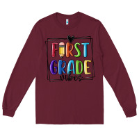 Burgundy 1st grade vibes Long Sleeve Tee - MaliasSmallBusiness