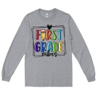 Heather Grey 1st grade vibes Long Sleeve Tee - MaliasSmallBusiness