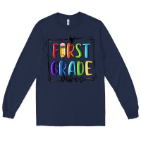 Navy 1st grade vibes Long Sleeve Tee - MaliasSmallBusiness