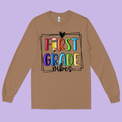 1st Grade Vibes Long Sleeve Tee Designed By Maliassmallbusiness