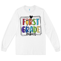 White 1st grade vibes Long Sleeve Tee - MaliasSmallBusiness
