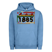 Pigment Pebble Blue Juneteenth 1865 Urban Hoodie - FaDigitalArtStudio