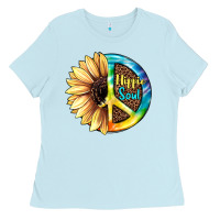 Hippie Soul With Sunflower And Leopard Background Ladies Tee | Teevron