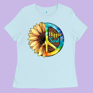 Hippie Soul With Sunflower And Leopard Background Ladies Tee Designed By Jahusdesignshop