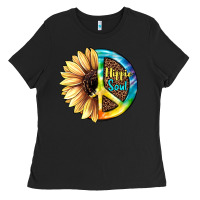 Black Hippie Soul with Sunflower and Leopard Background Ladies Tee - JahusDesignShop
