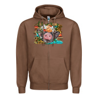 Chestnut baby pig with floral and western background Zipper Hoodie - BarkalooDesign