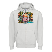 Dove Grey baby pig with floral and western background Zipper Hoodie - BarkalooDesign