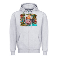 Baby Pig With Floral And Western Background Zipper Hoodie | Teevron