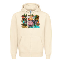 Sandshell baby pig with floral and western background Zipper Hoodie - BarkalooDesign