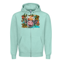 Seafoam baby pig with floral and western background Zipper Hoodie - BarkalooDesign