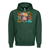 Sports Green baby pig with floral and western background Zipper Hoodie - BarkalooDesign