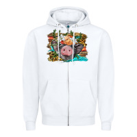 White baby pig with floral and western background Zipper Hoodie - BarkalooDesign