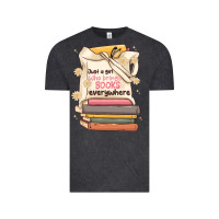 Vintage Black just a girl who brings books everywhere Vintage Tee - MaliasSmallBusiness