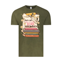 Vintage Olive just a girl who brings books everywhere Vintage Tee - MaliasSmallBusiness