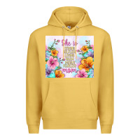 Antique Gold she is mom with flowers Premium Hoodie - TumblerDesignByShophia