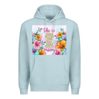 Blue Mist she is mom with flowers Premium Hoodie - TumblerDesignByShophia