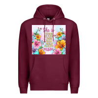 Burgundy she is mom with flowers Premium Hoodie - TumblerDesignByShophia