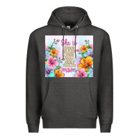 Charcoal Heather she is mom with flowers Premium Hoodie - TumblerDesignByShophia
