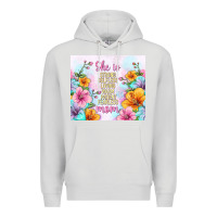 Dove Grey she is mom with flowers Premium Hoodie - TumblerDesignByShophia