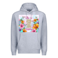 Heather Grey she is mom with flowers Premium Hoodie - TumblerDesignByShophia