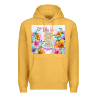 Mustard she is mom with flowers Premium Hoodie - TumblerDesignByShophia